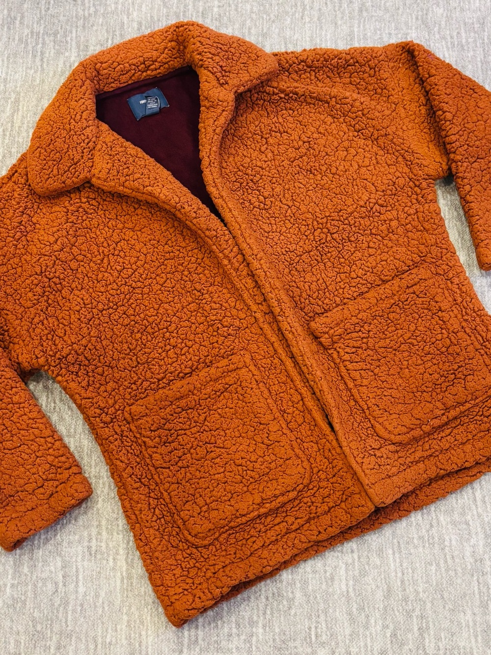 Forever 21 Orange Sherpa Puffer Coat